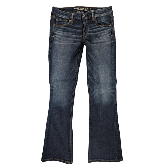 American Eagle Skinny Kick Boot Jeans Womens 10s Denim Low Rise Flare Preppy Y2k - Picture 2 of 9